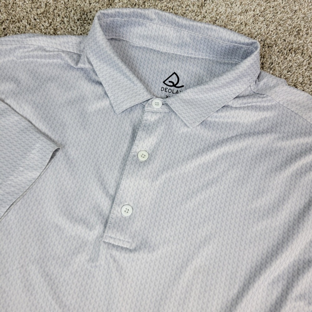 Deolax Mens 2XL Gray AOP Geometric Performance Stretch Golf Polo Short Sleeve
